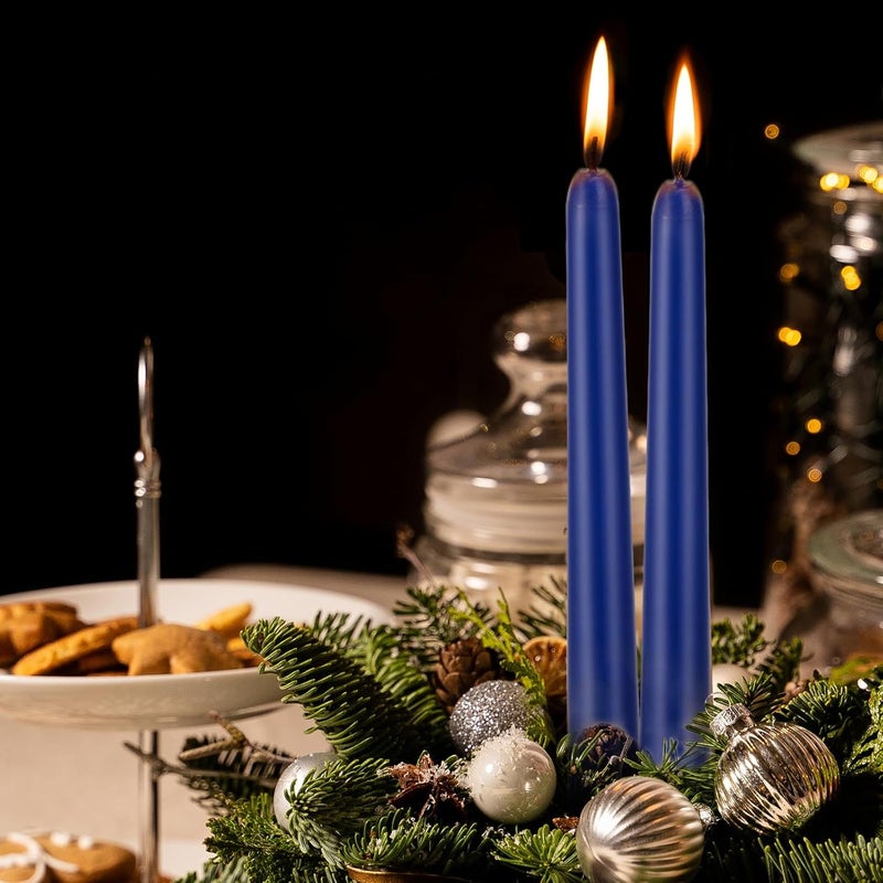 KONNI 0.87×10 Inch Blue Taper Candles, Unscented and Smokeless Tall Candlesticks, 10 Pack Tapered Candles with Cotton Wicks, Long Burning, Ideal for Weddings, Dinner Parties, and Home Décor - Image 5